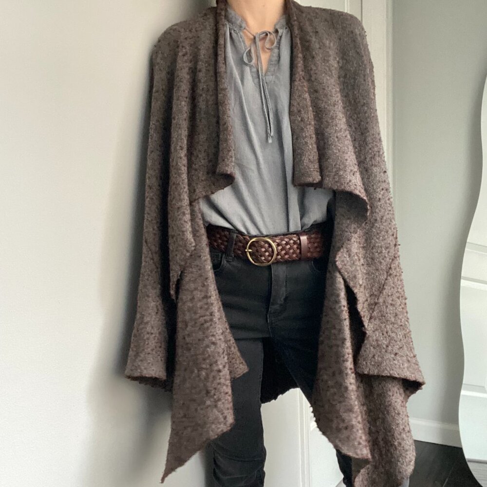 Free People brown asymmetric long cardigan